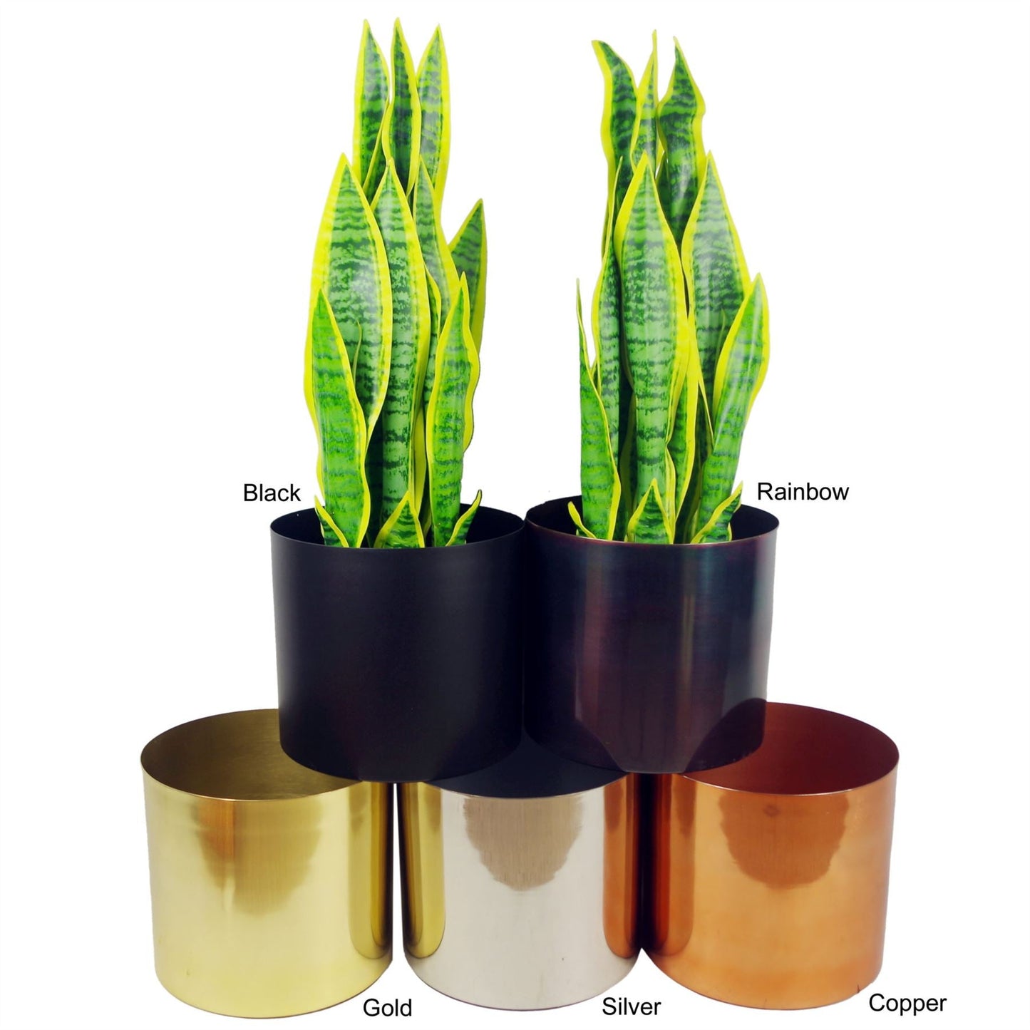 Metal Planter Stand Black Iridescent Rainbow Plant Pot 62cm x 18cm Leaf Design Botanik